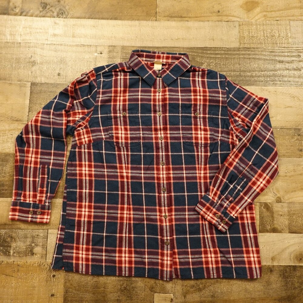 Duluth Trading Co Free Swingin' Flannel‎ Shirt – Women's XL Red/Navy Plaid